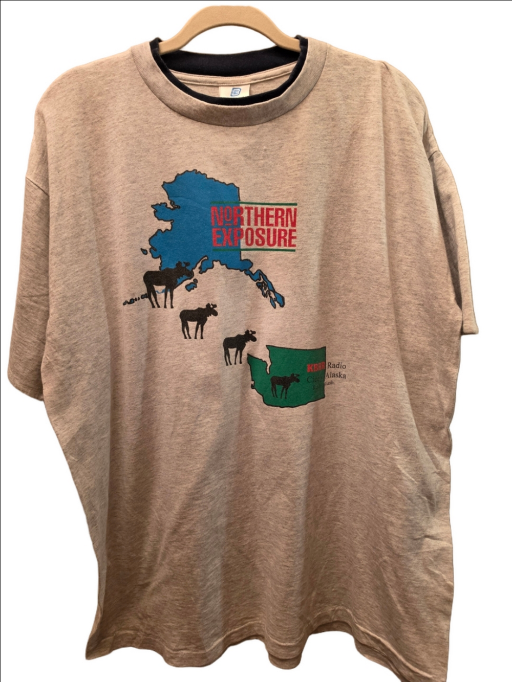 Vintage 90s Northern Exposure Single Stitch Moose TV Show Ringer Tee XL